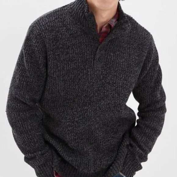 AMERICAN EAGLE Men’s Super Soft Mock Neck Sweater Charcoal Gray Size XL - Picture 1 of 11